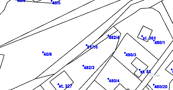 Parcela st. 817/5 v KÚ Dolany u Stříbra, Katastrální mapa
