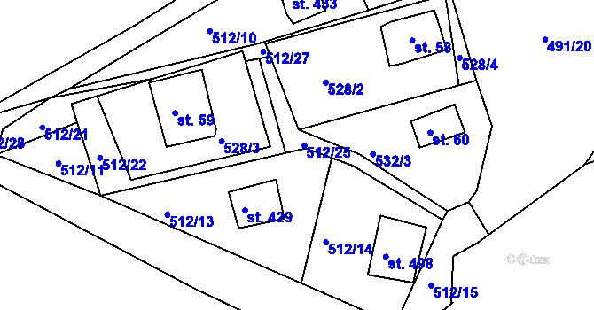 Parcela st. 512/29 v KÚ Dolany u Stříbra, Katastrální mapa