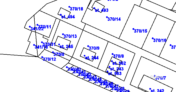Parcela st. 370/9 v KÚ Dolany u Stříbra, Katastrální mapa