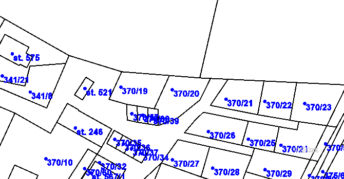 Parcela st. 370/20 v KÚ Dolany u Stříbra, Katastrální mapa