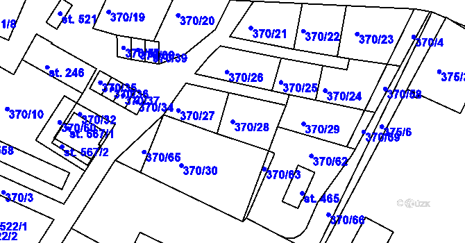 Parcela st. 370/28 v KÚ Dolany u Stříbra, Katastrální mapa