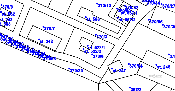 Parcela st. 522/1 v KÚ Dolany u Stříbra, Katastrální mapa