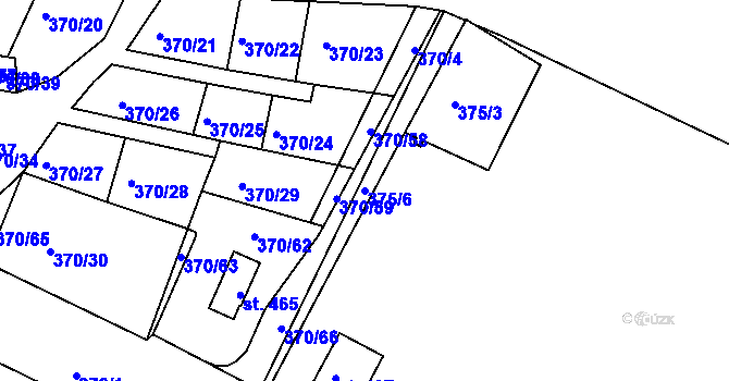 Parcela st. 375/6 v KÚ Dolany u Stříbra, Katastrální mapa