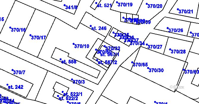 Parcela st. 567/1 v KÚ Dolany u Stříbra, Katastrální mapa