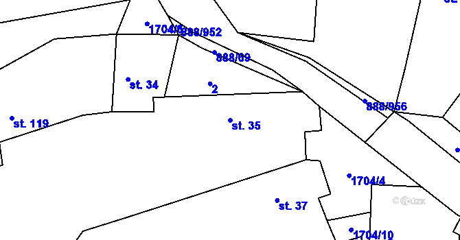 Parcela st. 35 v KÚ Pňovice pod Třemšínem, Katastrální mapa