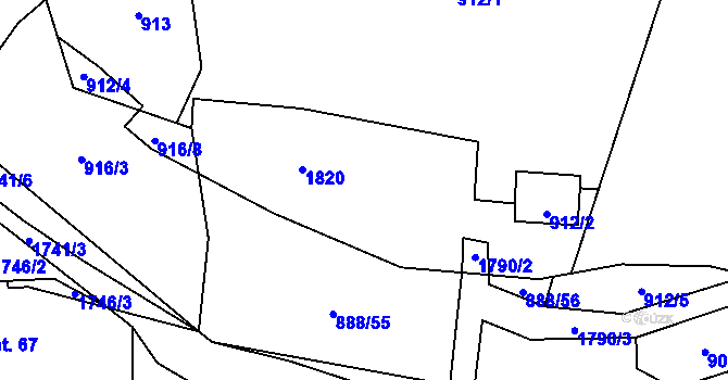 Parcela st. 66/1 v KÚ Pňovice pod Třemšínem, Katastrální mapa