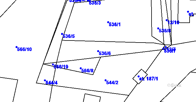 Parcela st. 536/6 v KÚ Pňovice pod Třemšínem, Katastrální mapa