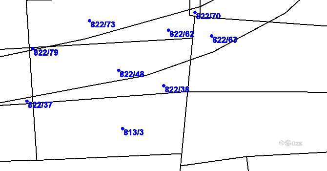 Parcela st. 822/38 v KÚ Pňovice pod Třemšínem, Katastrální mapa