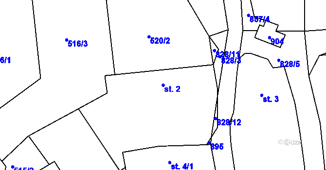 Parcela st. 2 v KÚ Skuhrov pod Třemšínem, Katastrální mapa