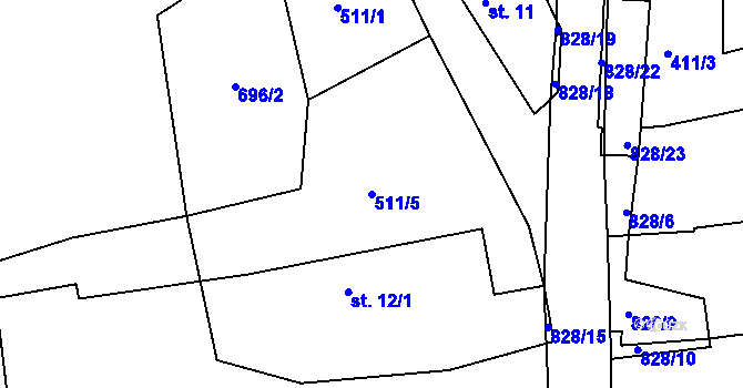 Parcela st. 511/5 v KÚ Skuhrov pod Třemšínem, Katastrální mapa