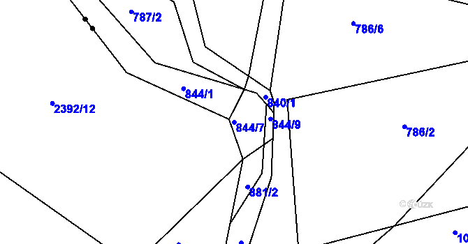 Parcela st. 844/7 v KÚ Skuhrov pod Třemšínem, Katastrální mapa