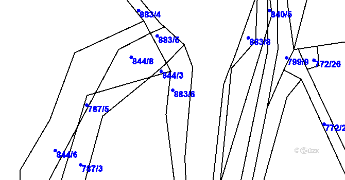 Parcela st. 883/6 v KÚ Skuhrov pod Třemšínem, Katastrální mapa