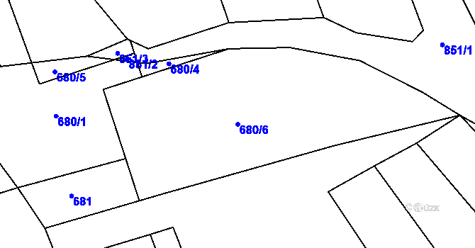 Parcela st. 680/6 v KÚ Skuhrov pod Třemšínem, Katastrální mapa