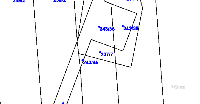 Parcela st. 237/7 v KÚ Pňovice, Katastrální mapa