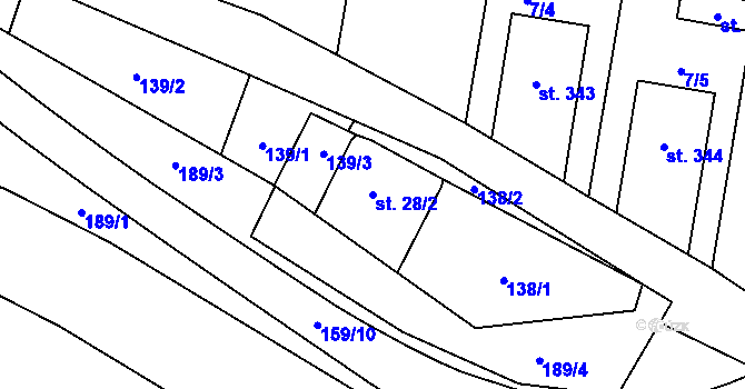 Parcela st. 28/2 v KÚ Pňovice, Katastrální mapa