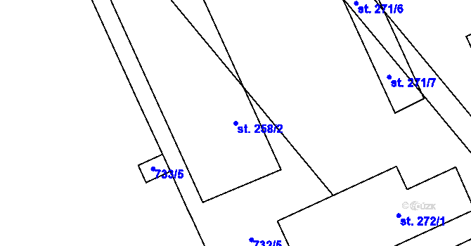 Parcela st. 258/2 v KÚ Pňovice, Katastrální mapa