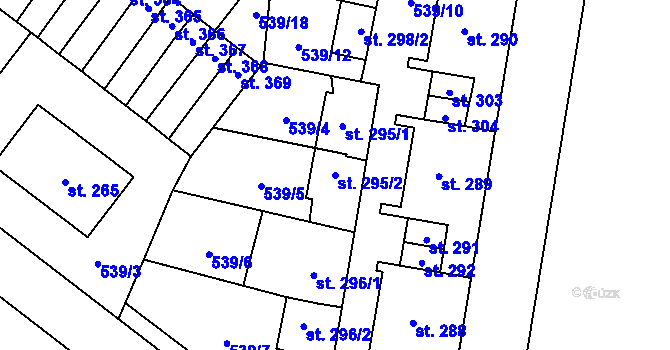 Parcela st. 295/2 v KÚ Pňovice, Katastrální mapa