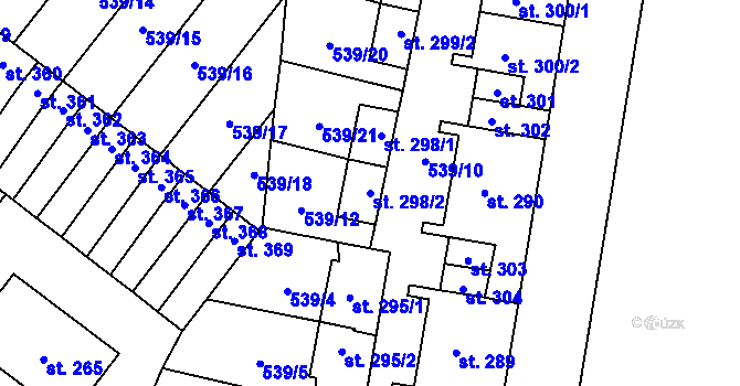 Parcela st. 298/2 v KÚ Pňovice, Katastrální mapa