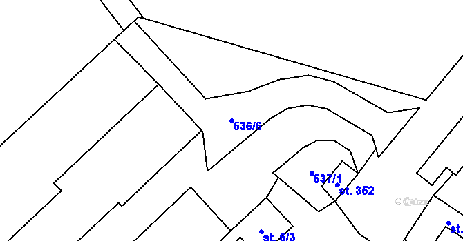 Parcela st. 536/6 v KÚ Pňovice, Katastrální mapa