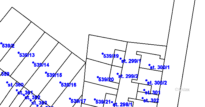 Parcela st. 539/19 v KÚ Pňovice, Katastrální mapa