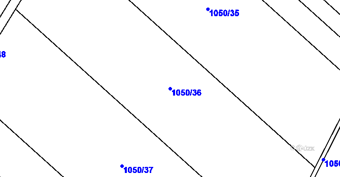 Parcela st. 1050/36 v KÚ Pňovice, Katastrální mapa