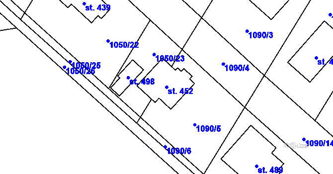 Parcela st. 452 v KÚ Pňovice, Katastrální mapa