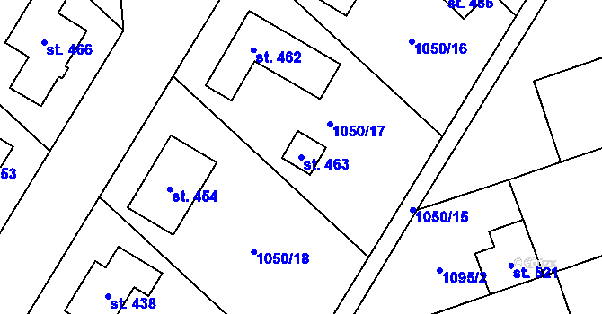 Parcela st. 463 v KÚ Pňovice, Katastrální mapa