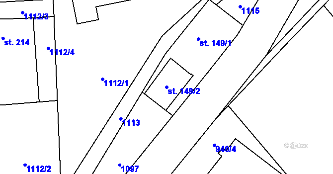 Parcela st. 149/2 v KÚ Pňovice, Katastrální mapa