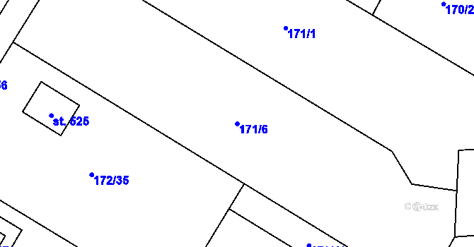 Parcela st. 171/6 v KÚ Pňovice, Katastrální mapa
