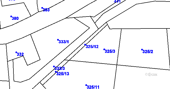 Parcela st. 325/12 v KÚ Poběžovice u Domažlic, Katastrální mapa