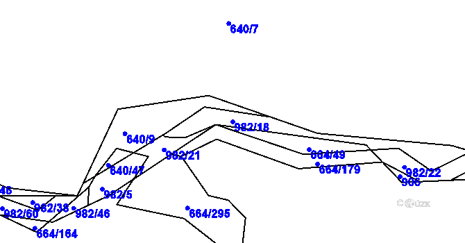 Parcela st. 982/18 v KÚ Poběžovice u Domažlic, Katastrální mapa