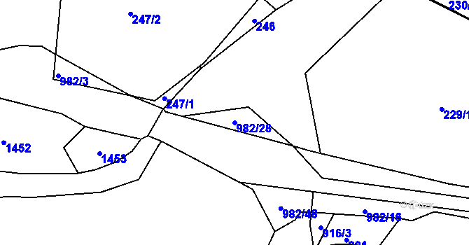Parcela st. 982/28 v KÚ Poběžovice u Domažlic, Katastrální mapa