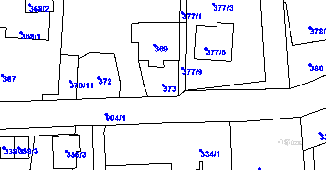 Parcela st. 373 v KÚ Poběžovice u Domažlic, Katastrální mapa