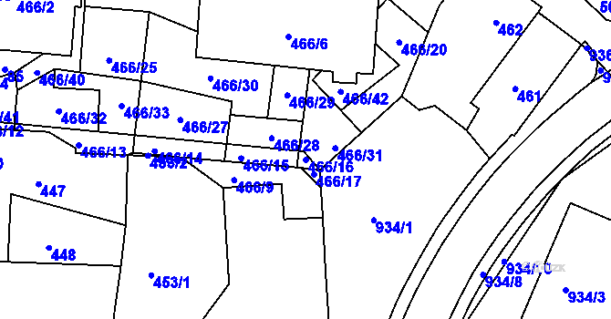 Parcela st. 466/16 v KÚ Poběžovice u Domažlic, Katastrální mapa