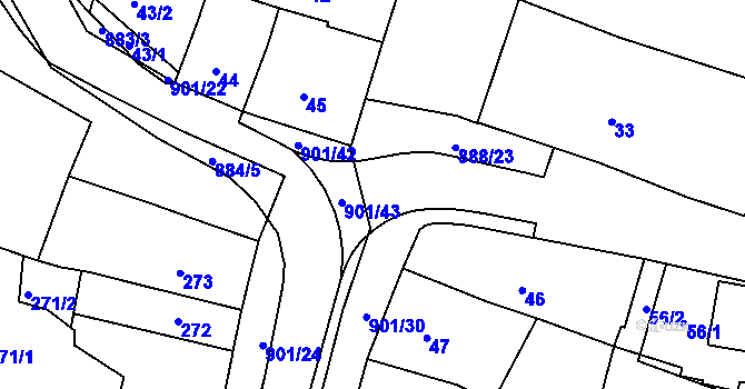 Parcela st. 901/35 v KÚ Poběžovice u Domažlic, Katastrální mapa