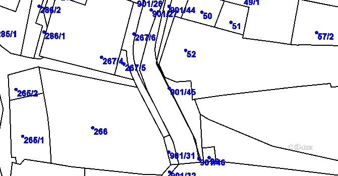 Parcela st. 901/45 v KÚ Poběžovice u Domažlic, Katastrální mapa