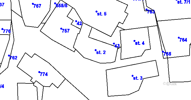 Parcela st. 2 v KÚ Sedlec u Poběžovic, Katastrální mapa