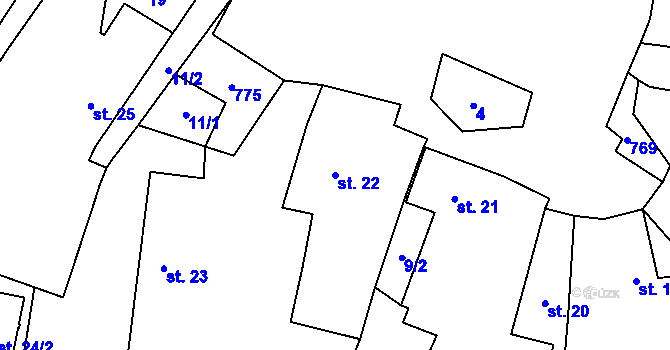 Parcela st. 22 v KÚ Sedlec u Poběžovic, Katastrální mapa