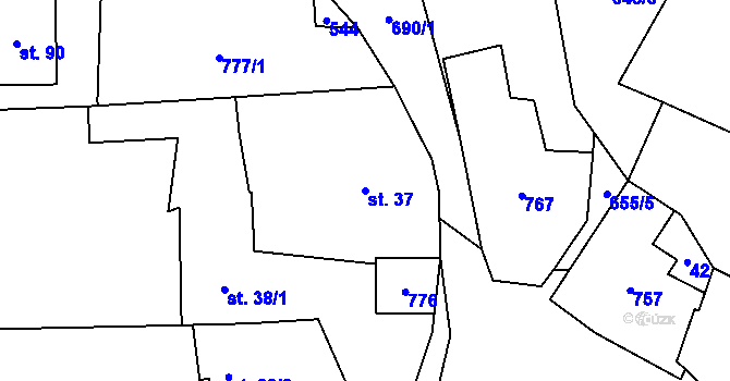 Parcela st. 37 v KÚ Sedlec u Poběžovic, Katastrální mapa