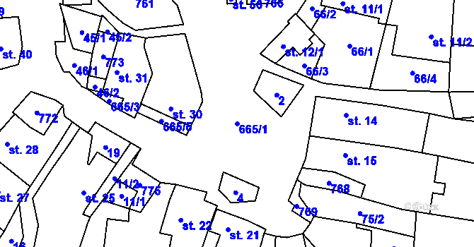 Parcela st. 665/1 v KÚ Sedlec u Poběžovic, Katastrální mapa