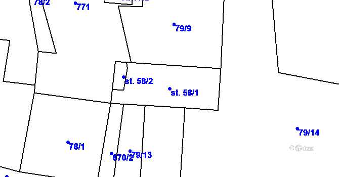 Parcela st. 58/1 v KÚ Sedlec u Poběžovic, Katastrální mapa