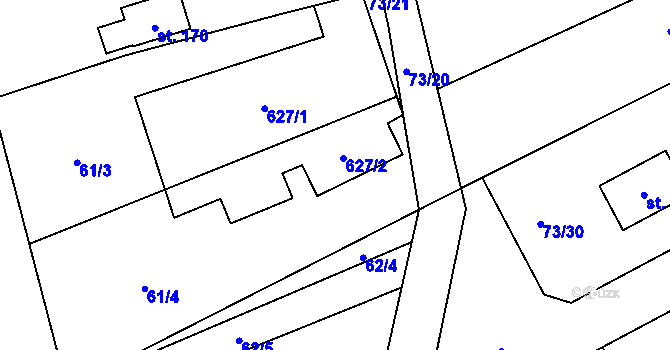 Parcela st. 53/2 v KÚ Poběžovice u Holic, Katastrální mapa