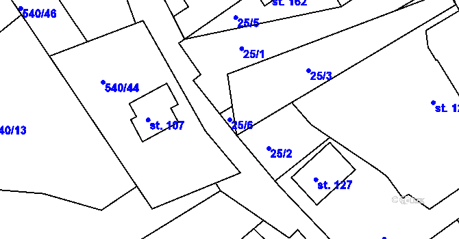 Parcela st. 25/6 v KÚ Poběžovice u Holic, Katastrální mapa