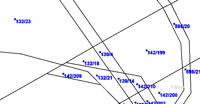 Parcela st. 139/4 v KÚ Poběžovice u Holic, Katastrální mapa