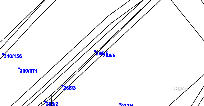 Parcela st. 284/5 v KÚ Poběžovice u Holic, Katastrální mapa