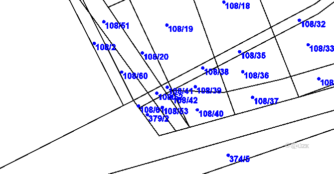 Parcela st. 108/41 v KÚ Poběžovice u Holic, Katastrální mapa
