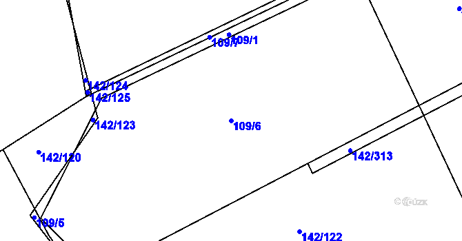 Parcela st. 109/6 v KÚ Poběžovice u Holic, Katastrální mapa