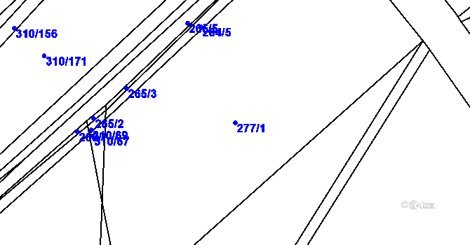 Parcela st. 277/1 v KÚ Poběžovice u Holic, Katastrální mapa