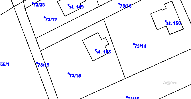 Parcela st. 163 v KÚ Poběžovice u Holic, Katastrální mapa