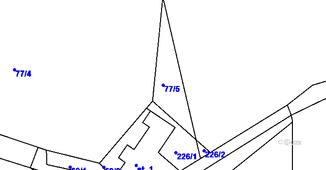 Parcela st. 77/5 v KÚ Poběžovice u Přelouče, Katastrální mapa